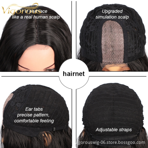 Wholesale U Part Water Wave Futura Curly Long For Black Women Synthetic Lace Wigs Heat Resistant Fiber
